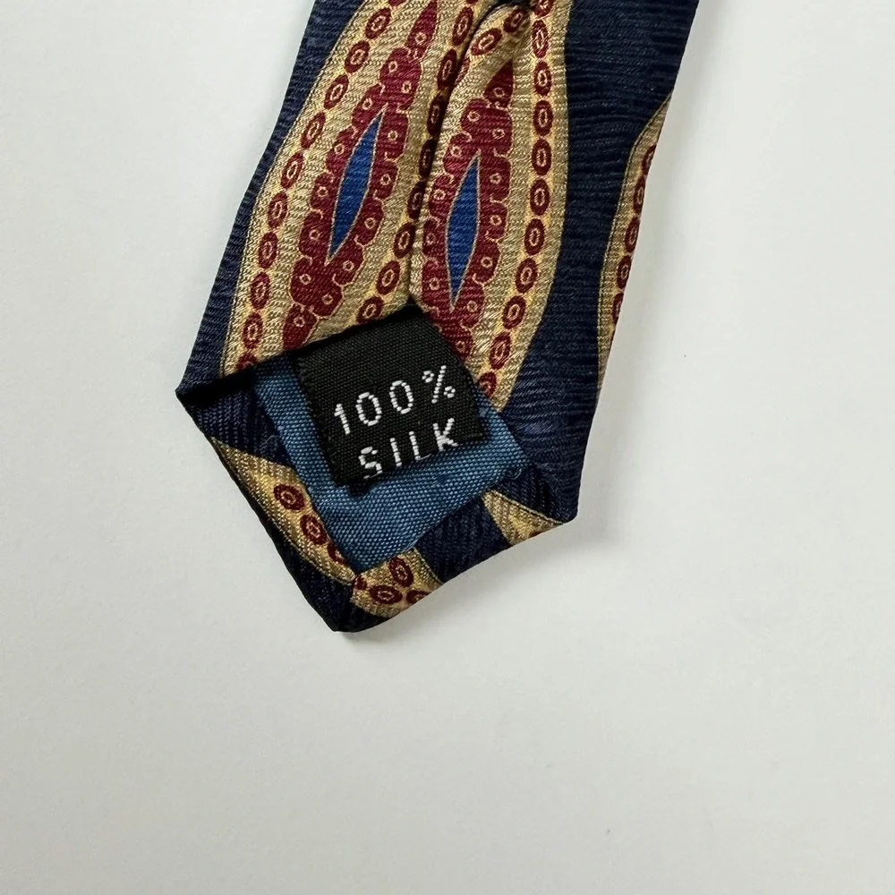 Emilio Romano Navy‎ Gold Geometric Silk Tie Italy
